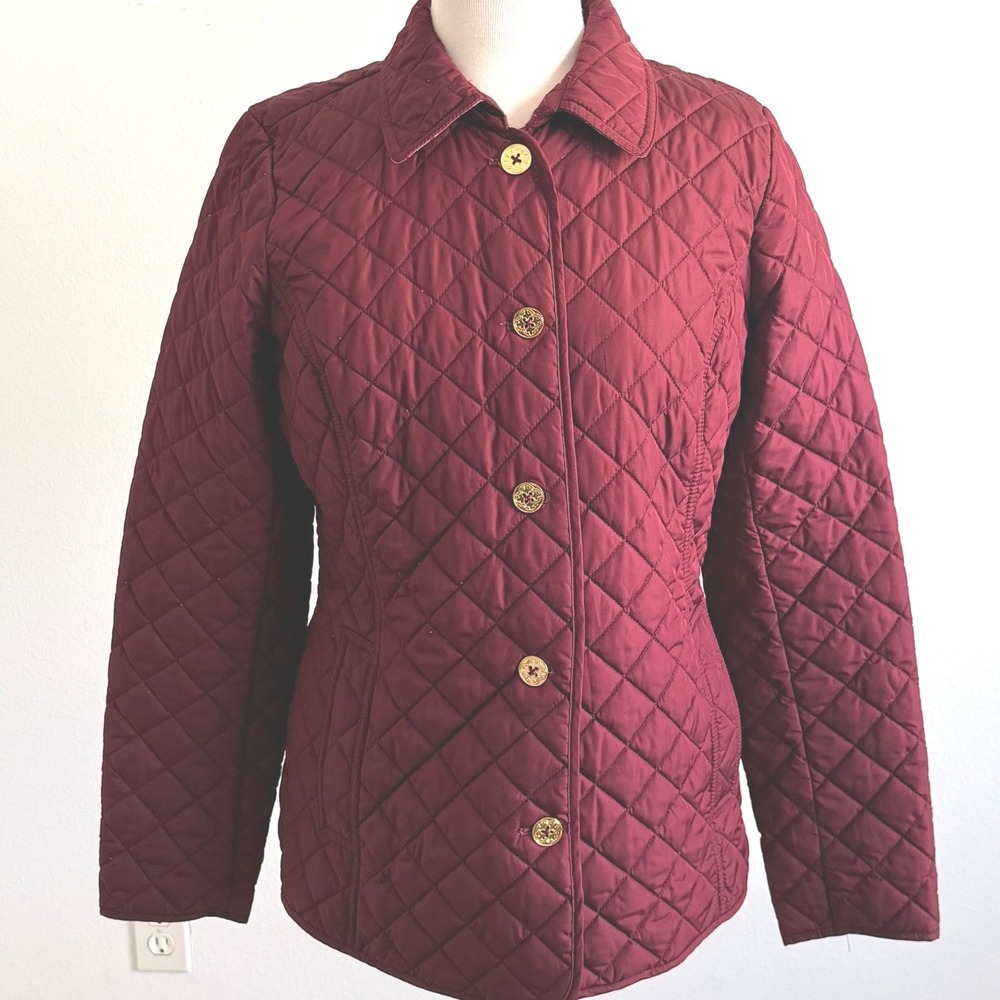 C Wonder Quilted Barn Coat Size S Burgundy Wine Grandmacore‎ Cottagecore Momcore